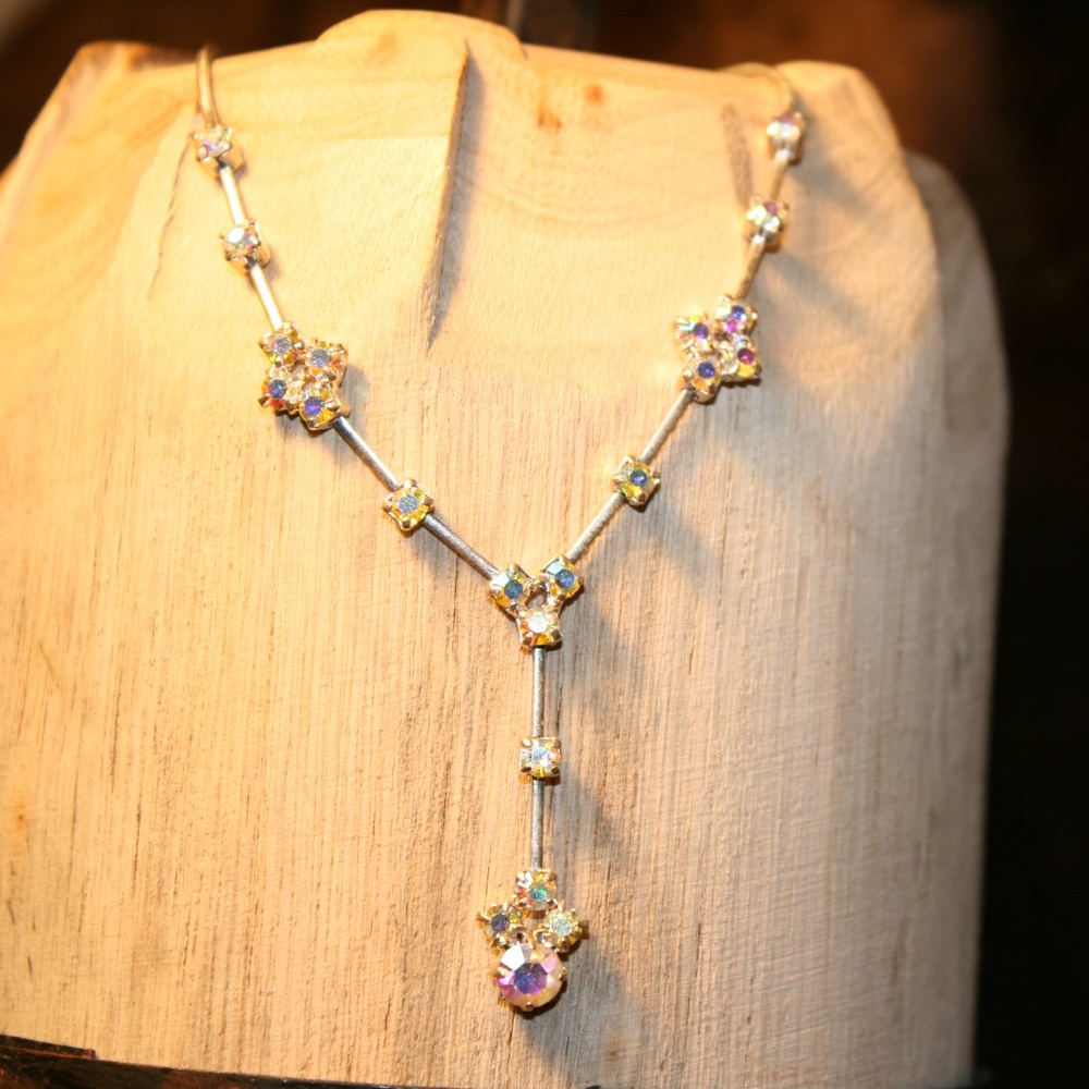 Crystal and Silver Necklace and Matching Earrings